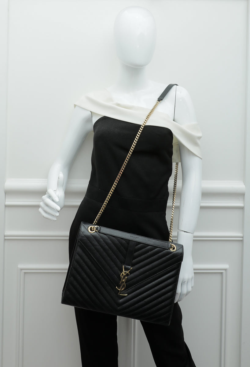 YSL Black Monogram Satchel Large Bag