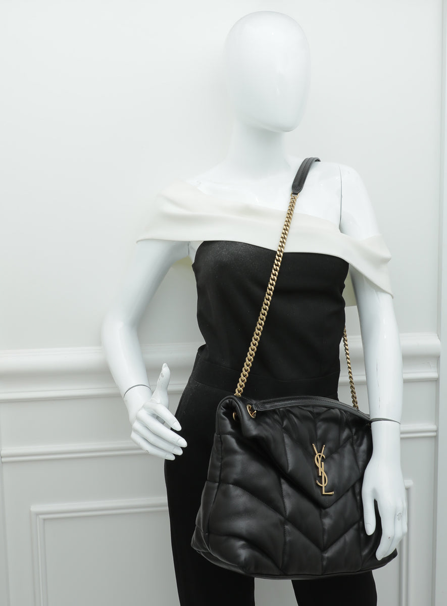 YSL Black Loulou Puffer Large Flap Chain Bag