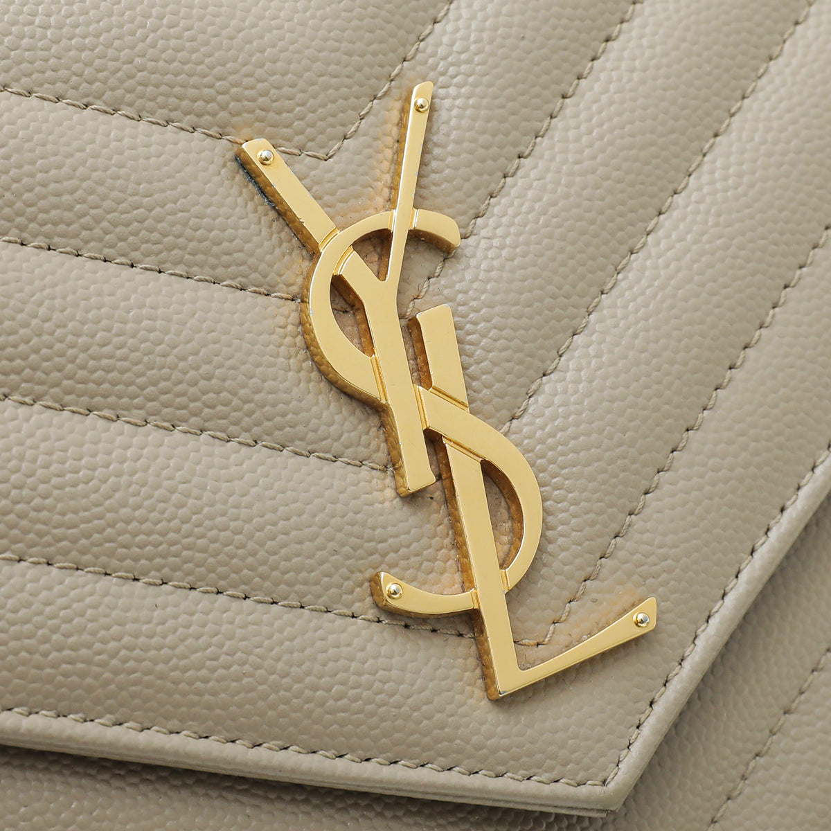 YSL Beige Monogram Cassandre Chain Wallet