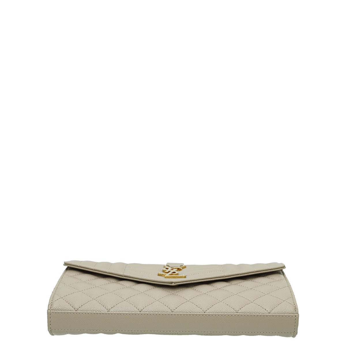 YSL Beige Grain De Poudre Mix Quilt Envelope Chain Wallet