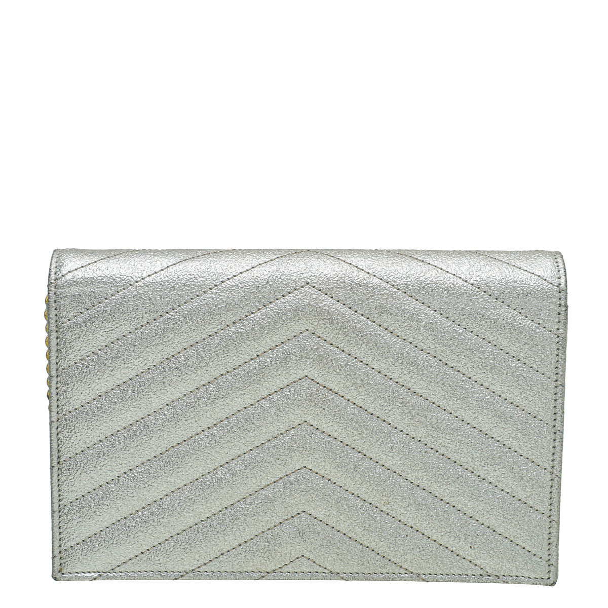 YSL Metallic Champagne Cassandre Envelope Chain Wallet