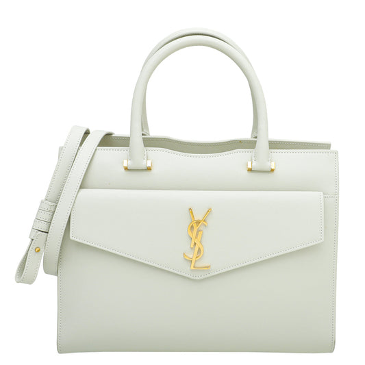 YSL Vintage Blanc Uptown Medium Tote Large Bag