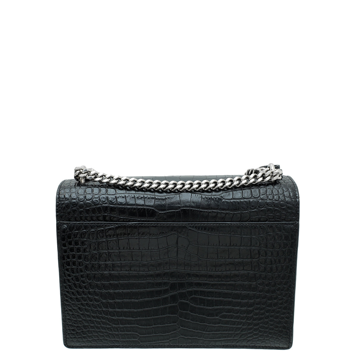 YSL Black Croco Embossed Sunset Medium Bag