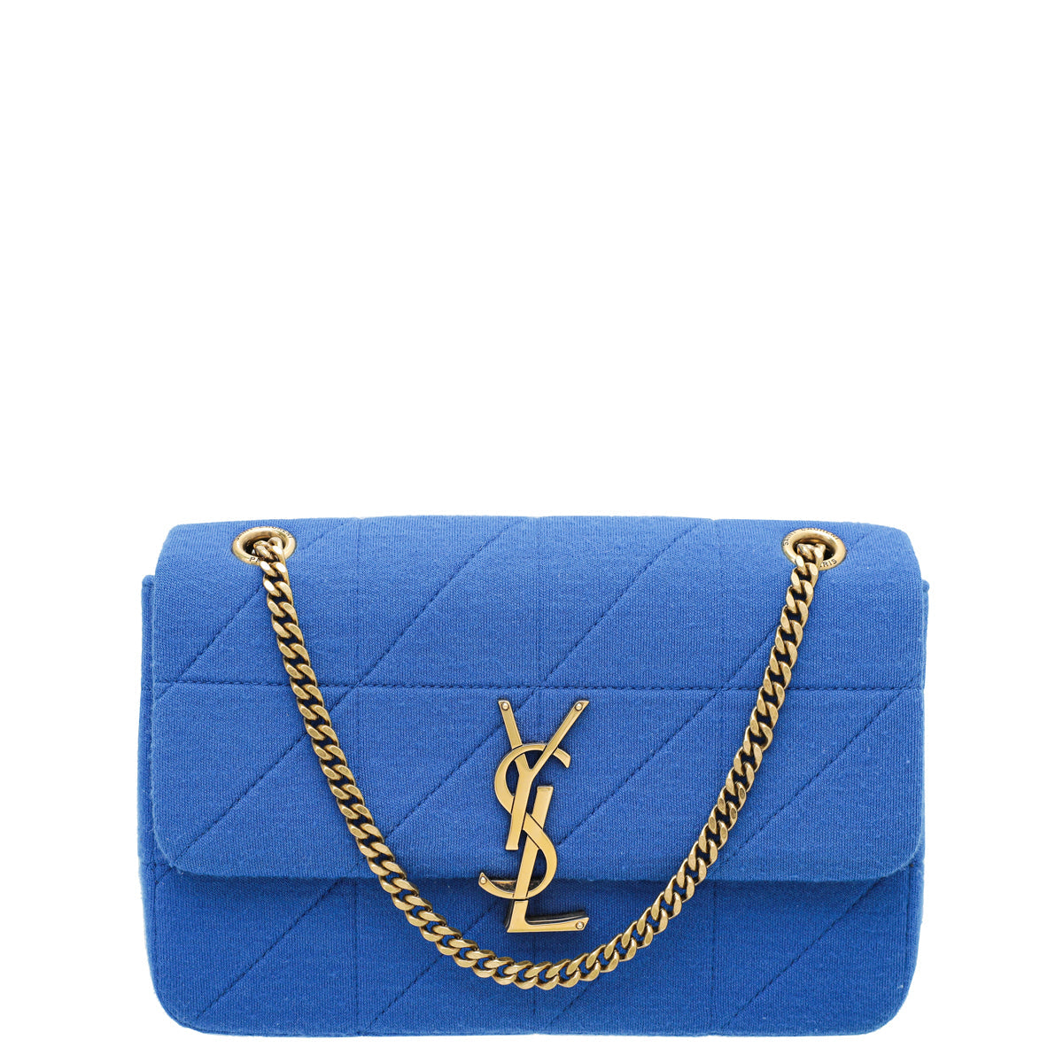 YSL Blue Jersey Jamie "Carre Rive Gauche" Medium Bag