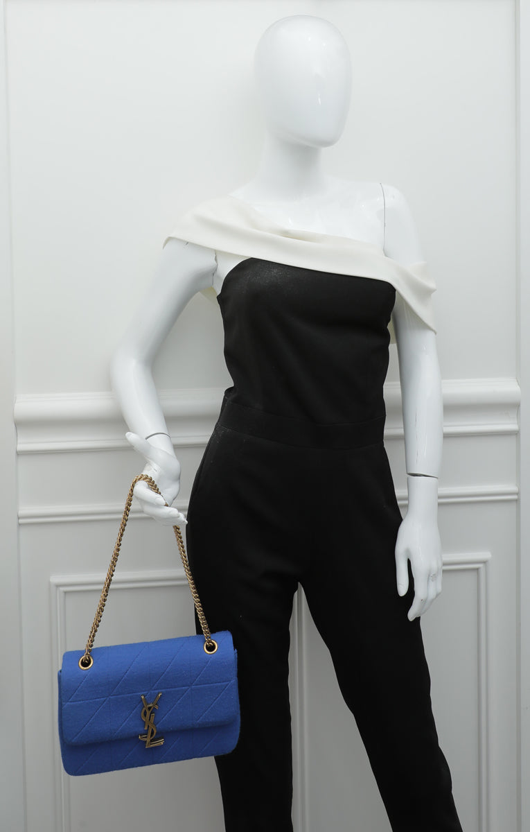 YSL Blue Jersey Jamie "Carre Rive Gauche" Medium Bag