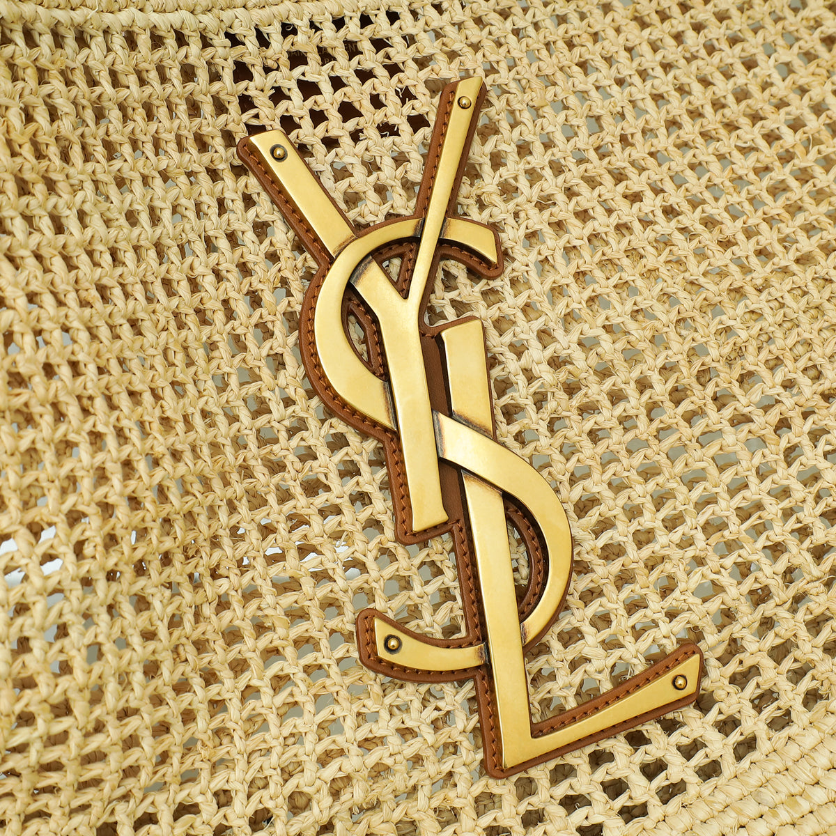 YSL Bicolor ICARE IN RAFFIA Maxi Shopping Tote Bag