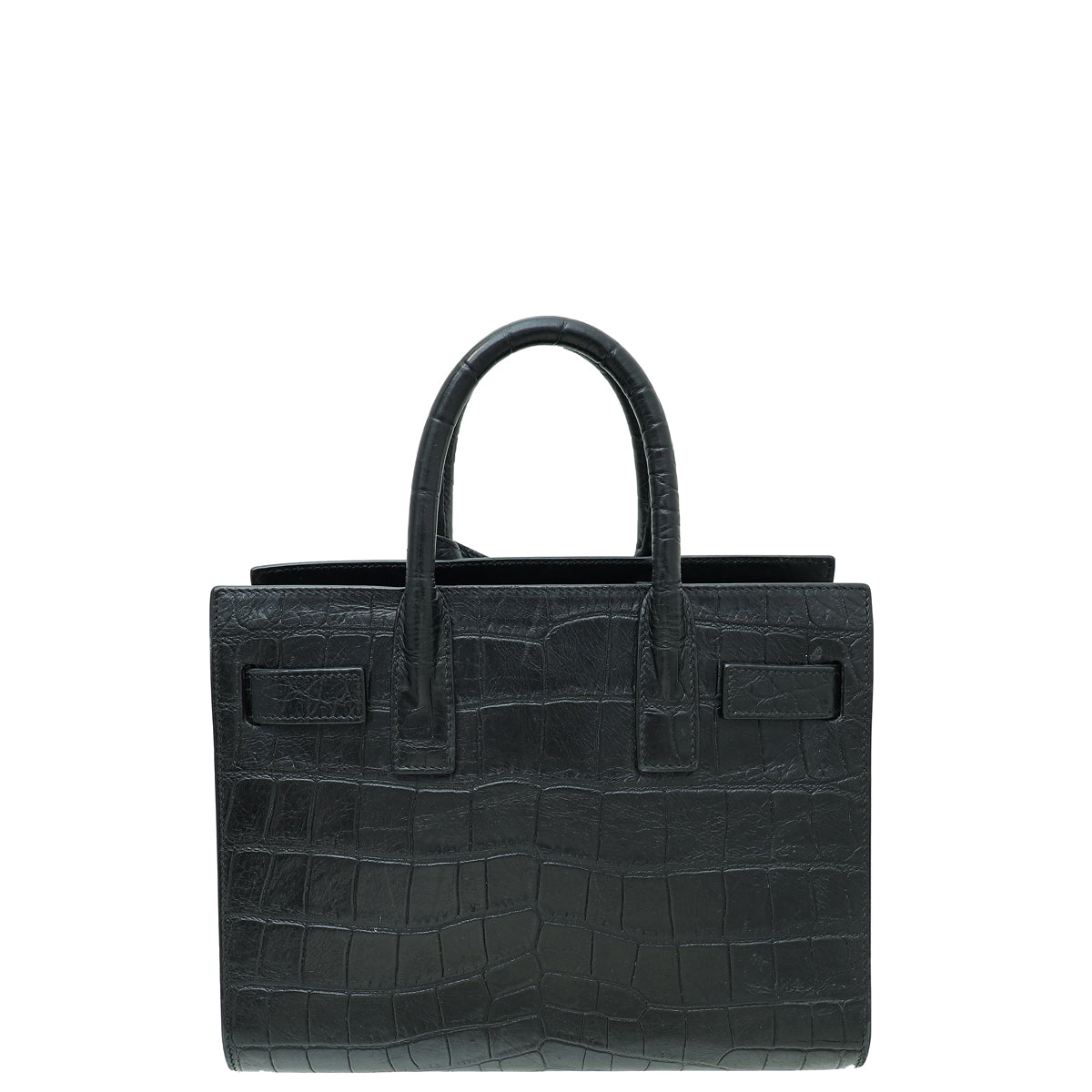 YSL Black Croco Embossed Sac De Jour Nano Bag