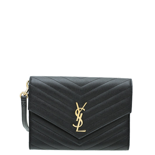 YSL Black Monogram Cassandre Flap Pouch