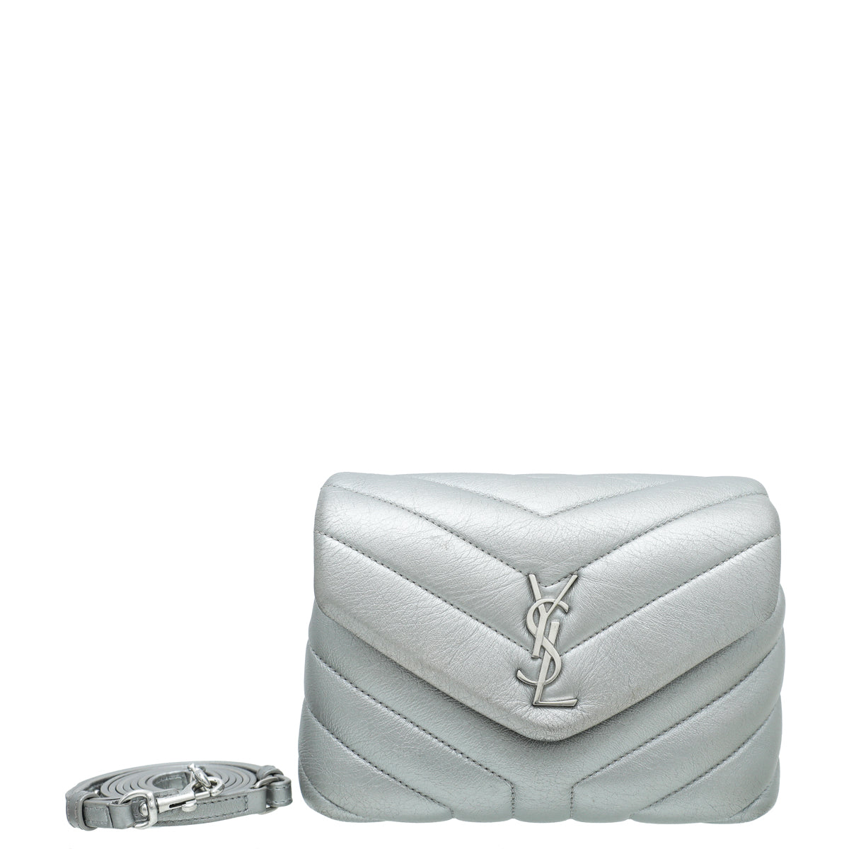 YSL Metallic Grey LouLou Toy Bag