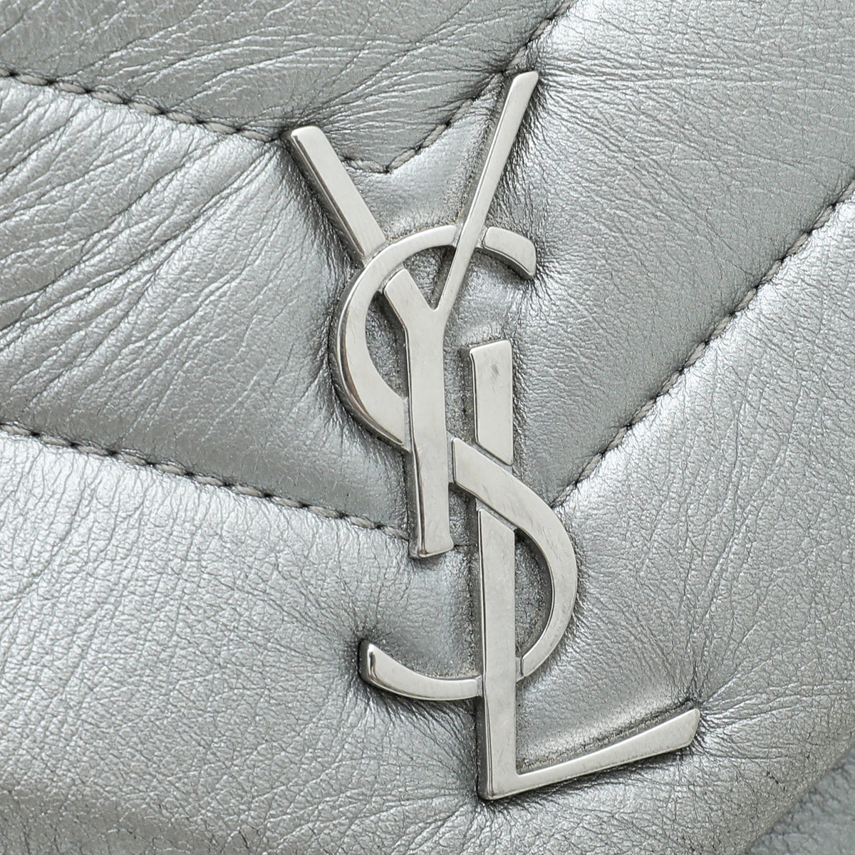 YSL Metallic Grey LouLou Toy Bag