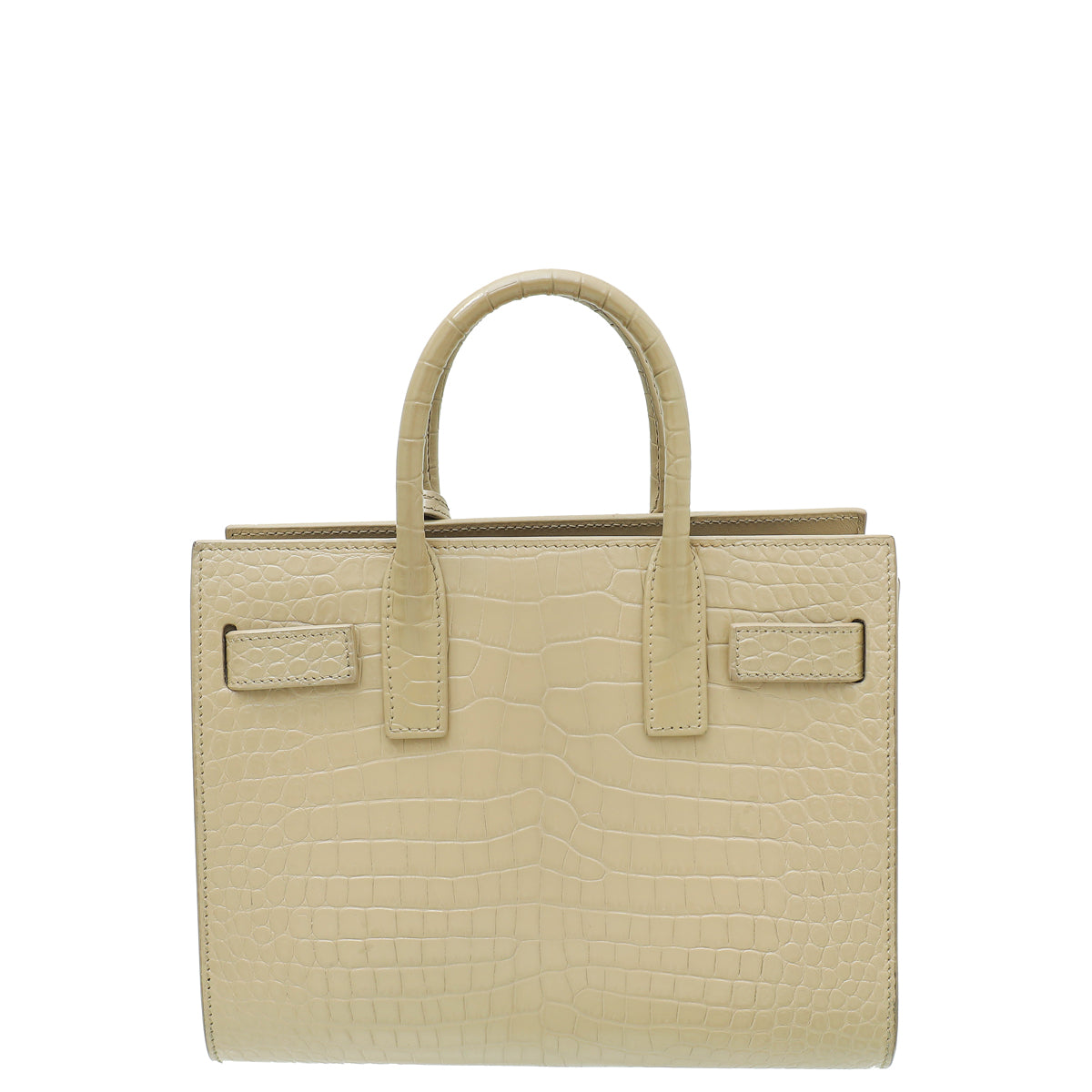 YSL Beige Croc Embossed Sac De Jour Nano Bag