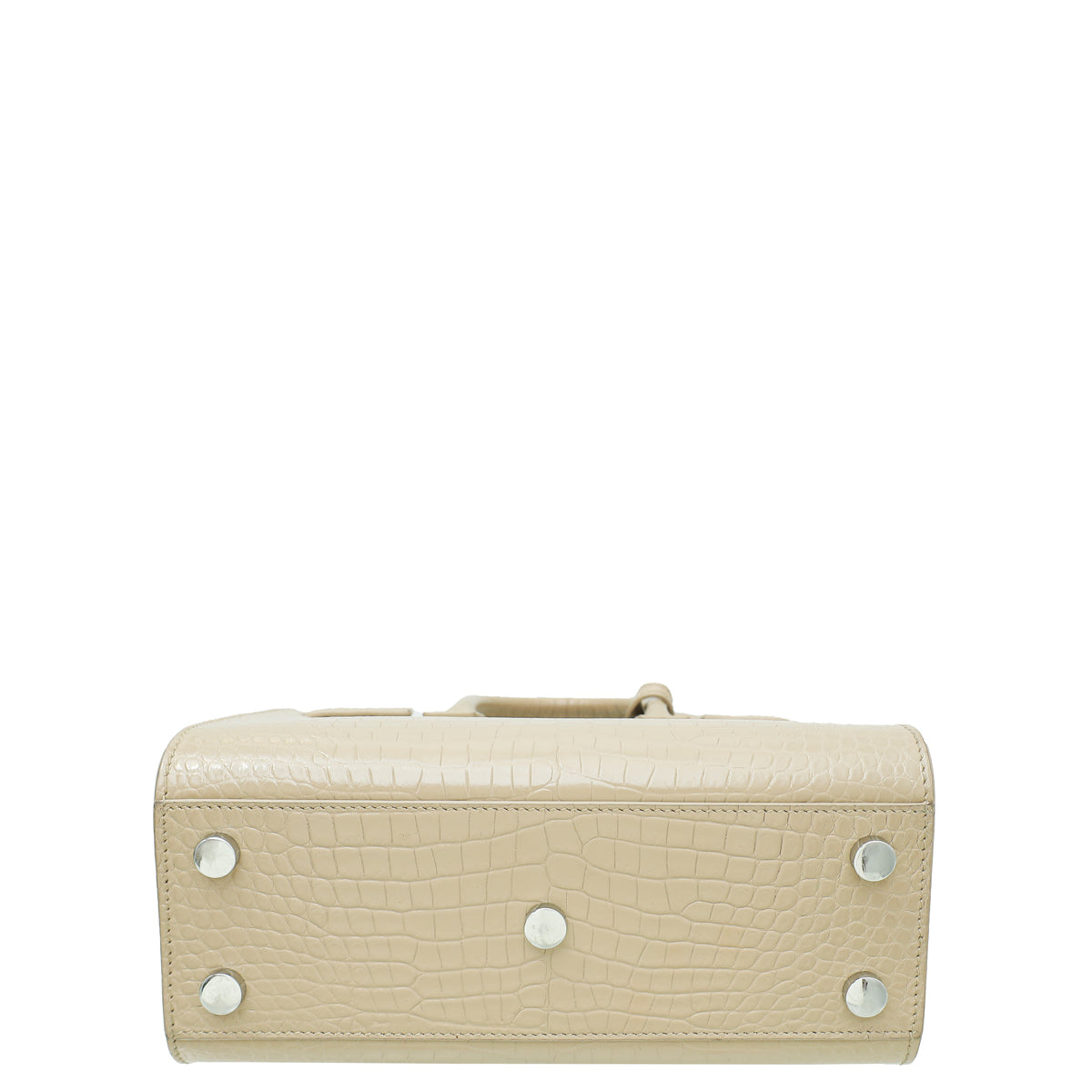 YSL Beige Croc Embossed Sac De Jour Nano Bag