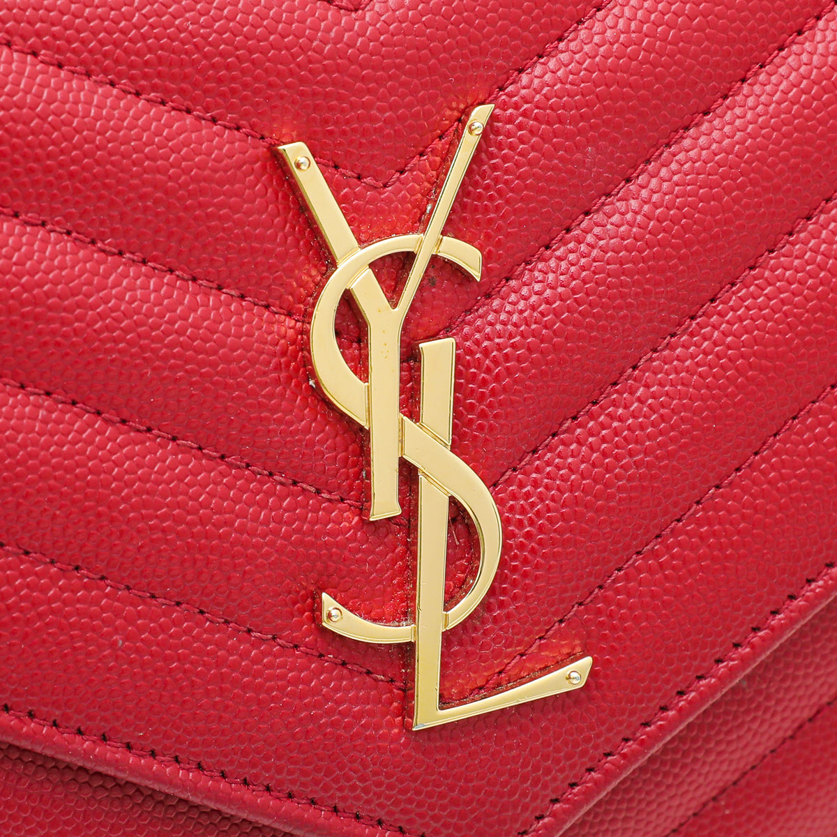 YSL Red Monogram Cassandre Chain Wallet