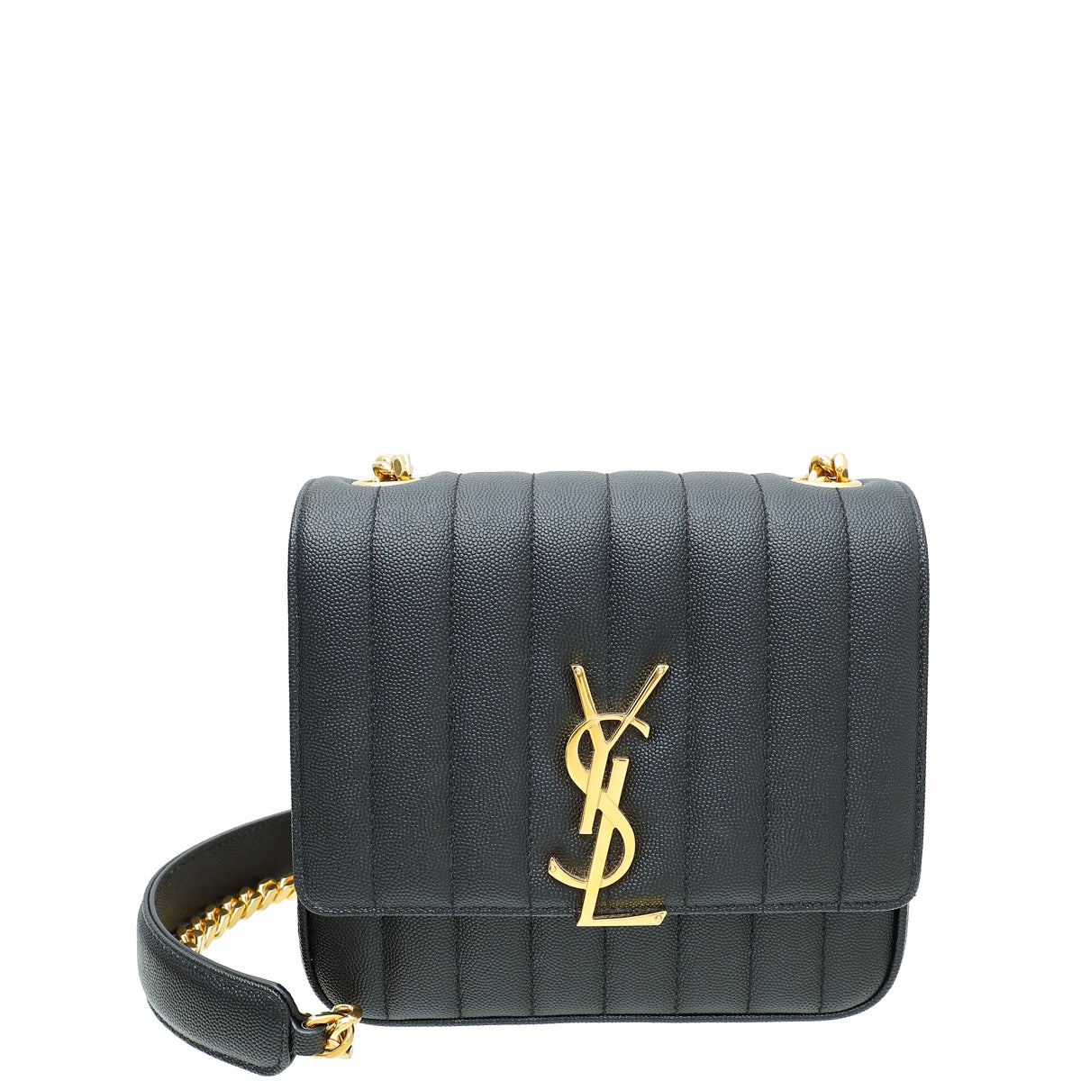 YSL Black Vicky Medium Chain Bag