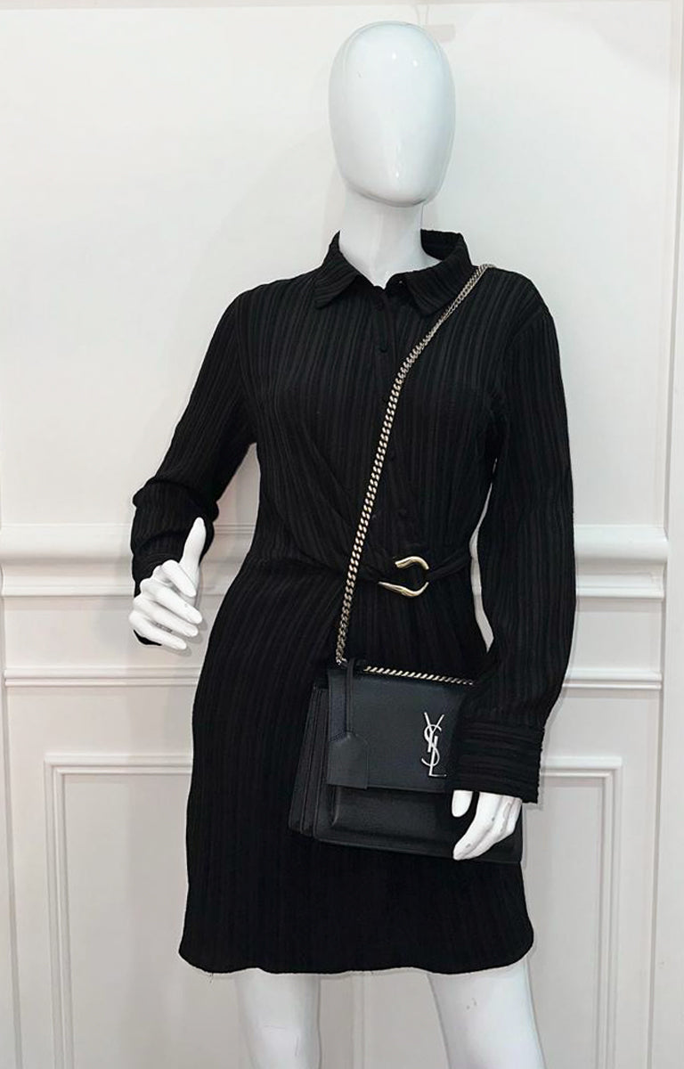 YSL Black Sunset Medium Shoulder Bag