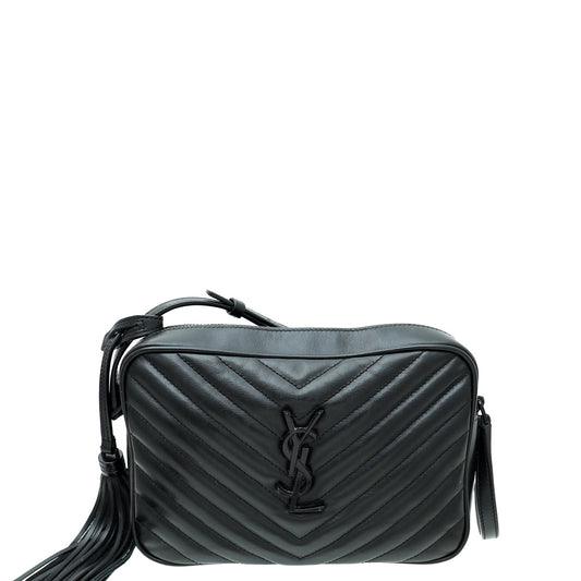 YSL So Black Monogram Lou Camera Tassel Crossbody Bag