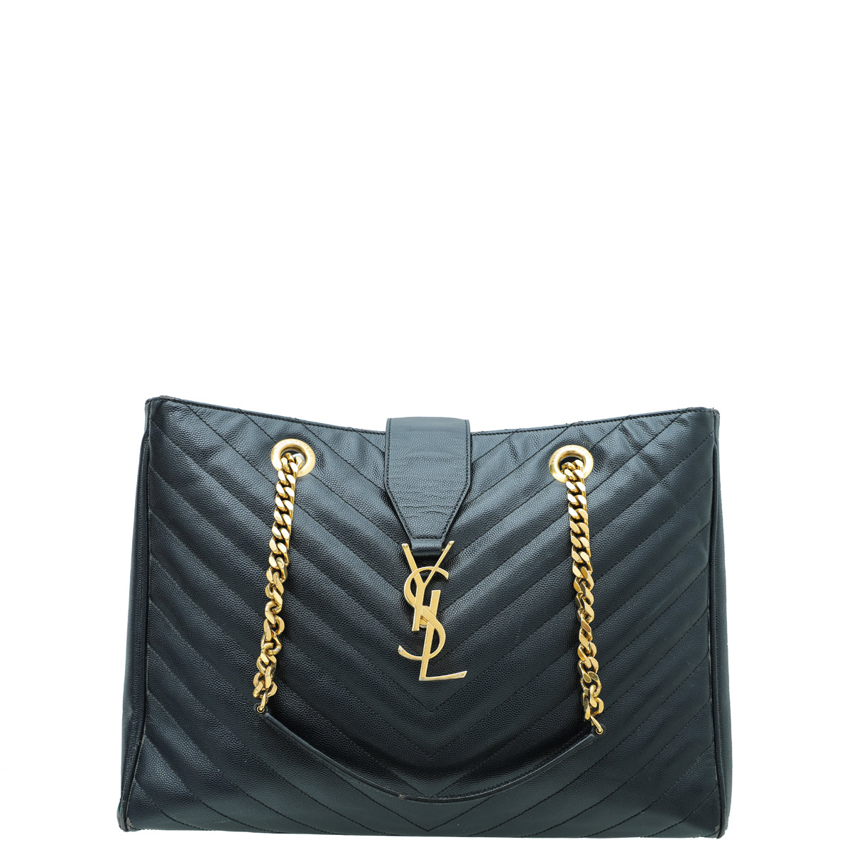 YSL Navy Monogram Shopping Tote Large Bag