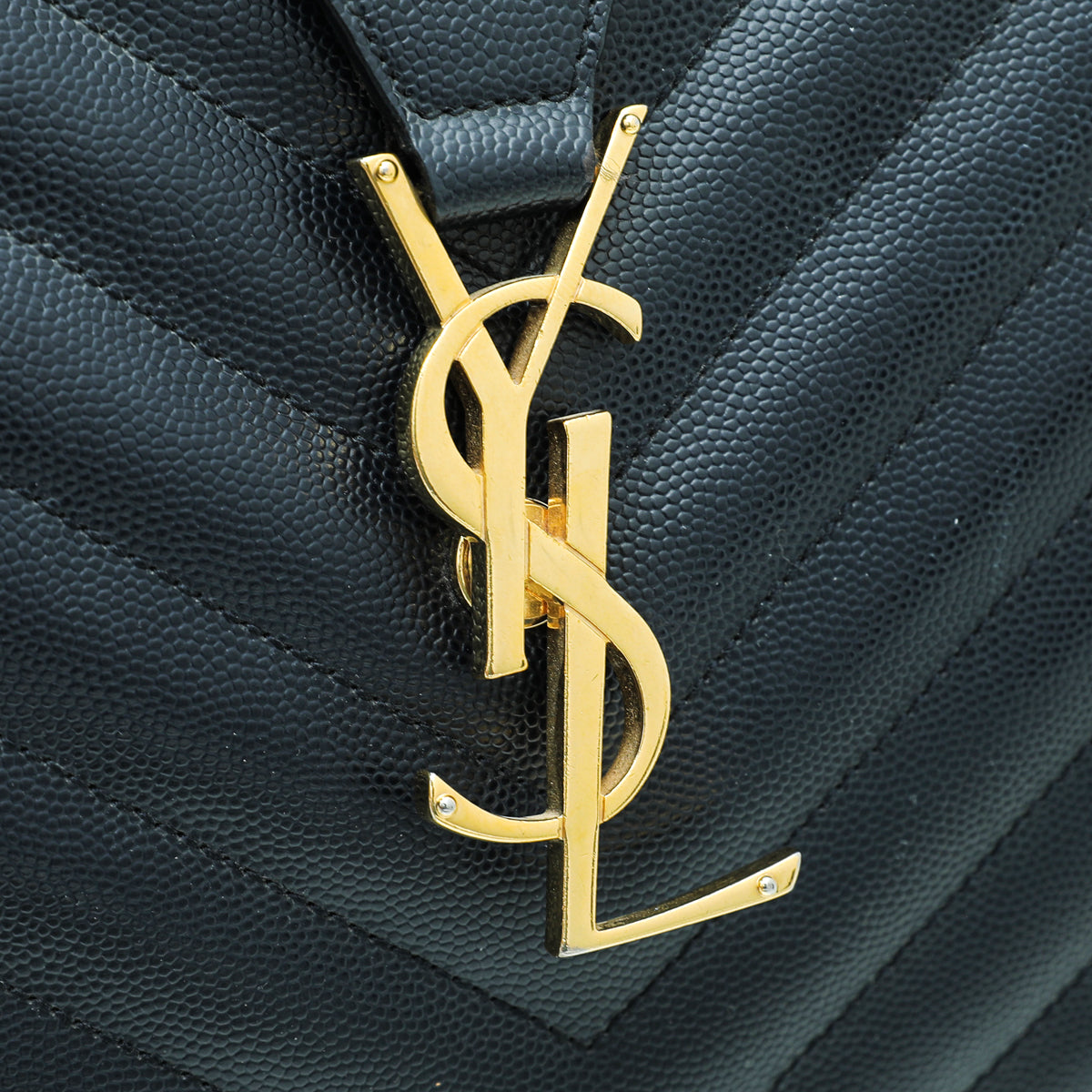 YSL Navy Monogram Shopping Tote Large Bag