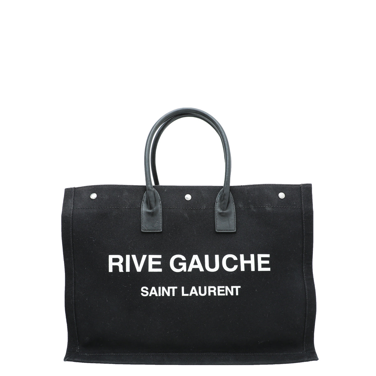 YSL Black Rive Gauche Linen Tote Large Bag