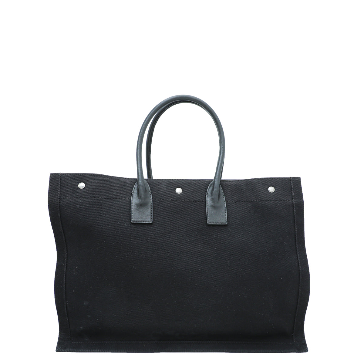 YSL Black Rive Gauche Linen Tote Large Bag