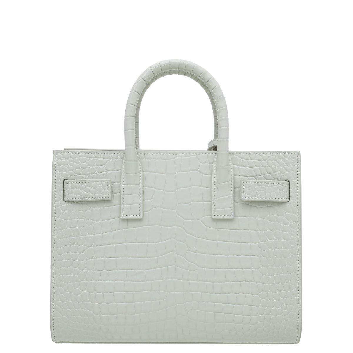 YSL Vintage Blanc Croco Embossed Sac De Jour Nano Bag