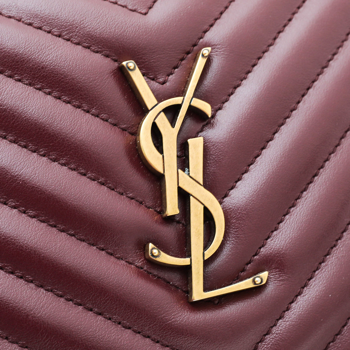 YSL Burgundy Monogram Lou Tassel Camera Bag