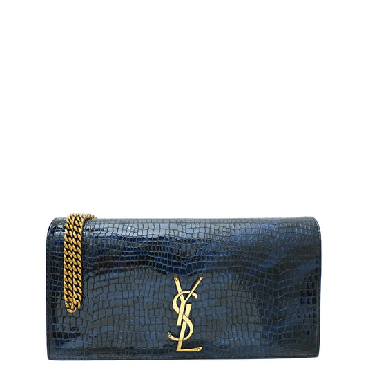 YSL Bicolor Croco Embossed Kate 99 Chain Bag