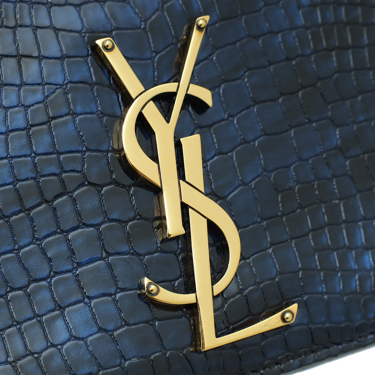 YSL Bicolor Croco Embossed Kate 99 Chain Bag