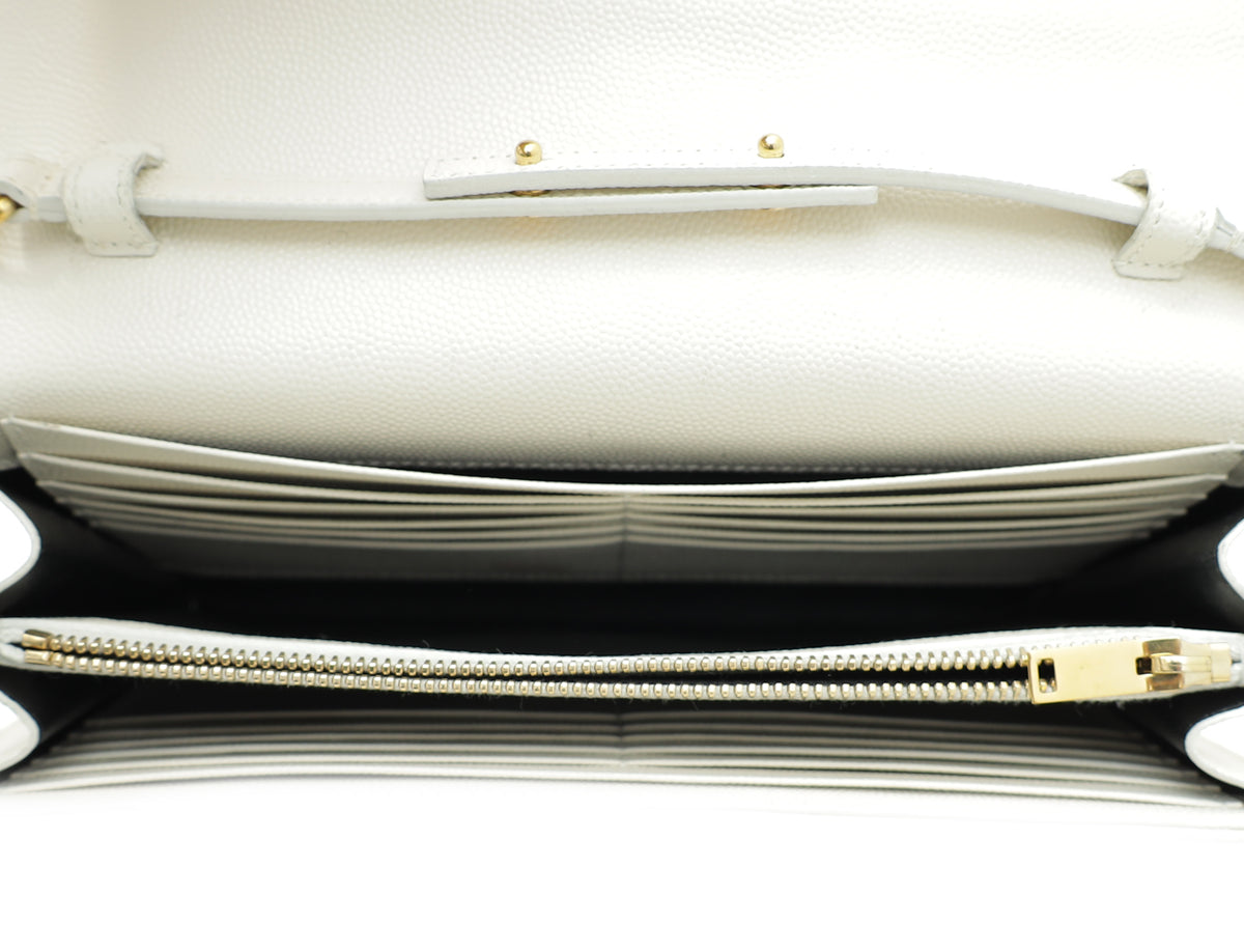 YSL White Monogram Cassandre Chain Wallet