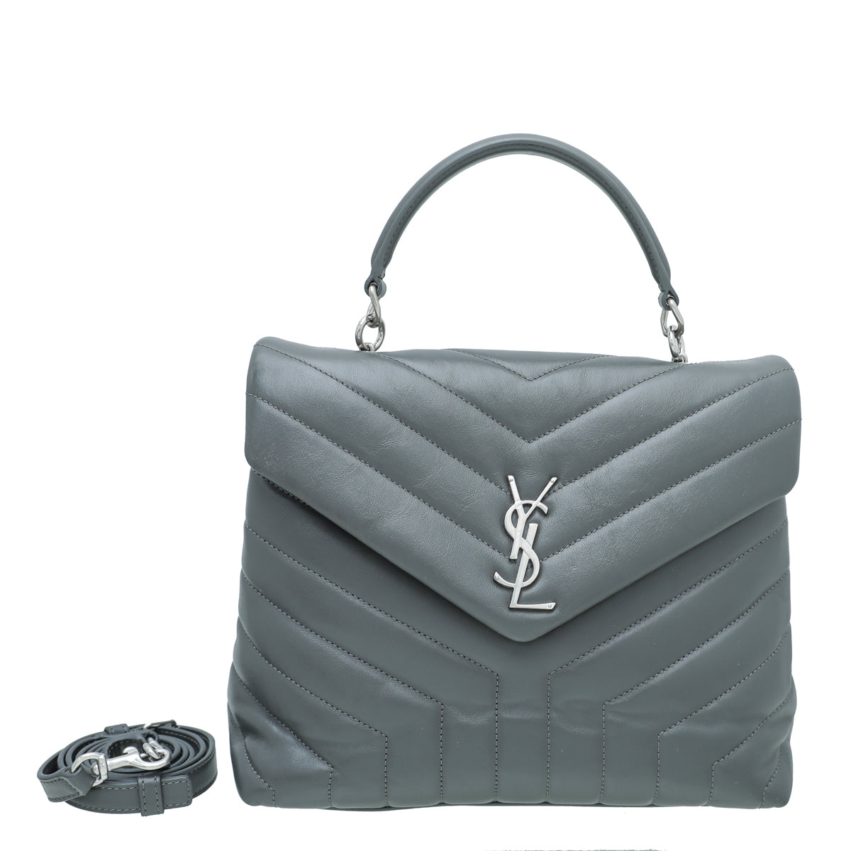 YSL Grey LouLou Medium Satchel Bag