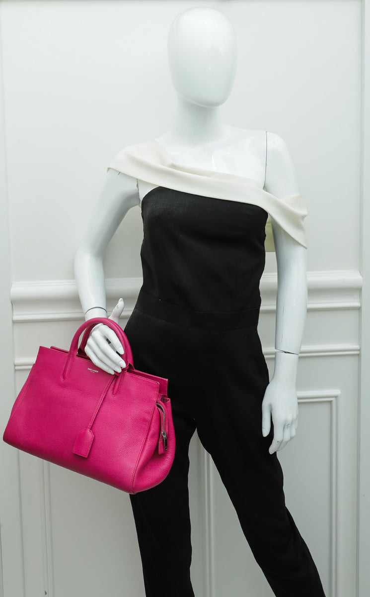 YSL Fuchsia Rive Gauche Cabas Small Tote Bag