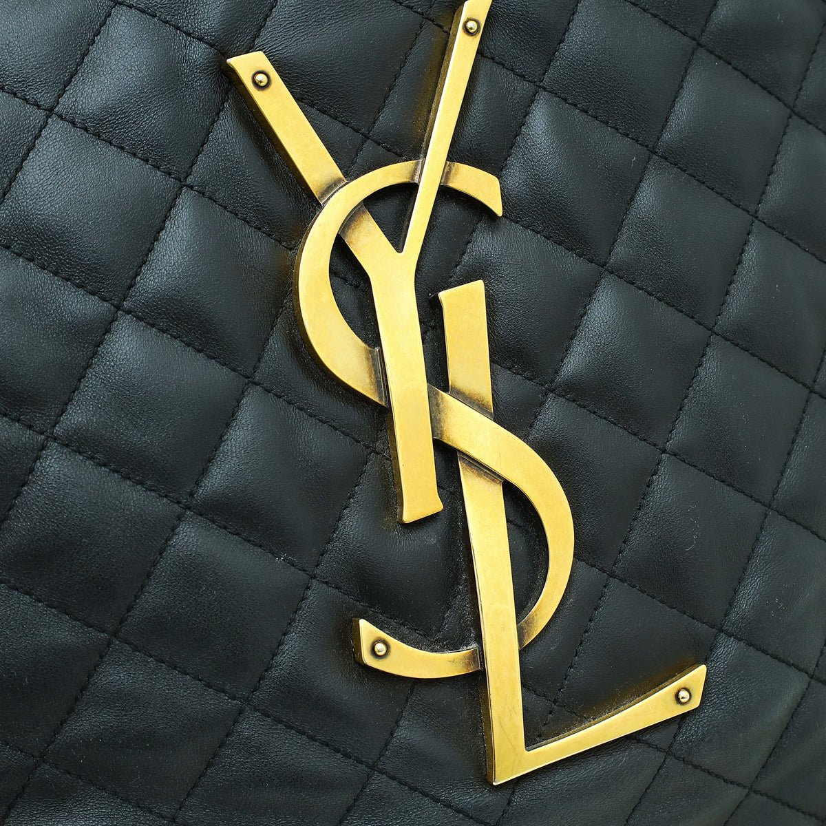 YSL Black Icare Maxi Quilted Shopping Bag