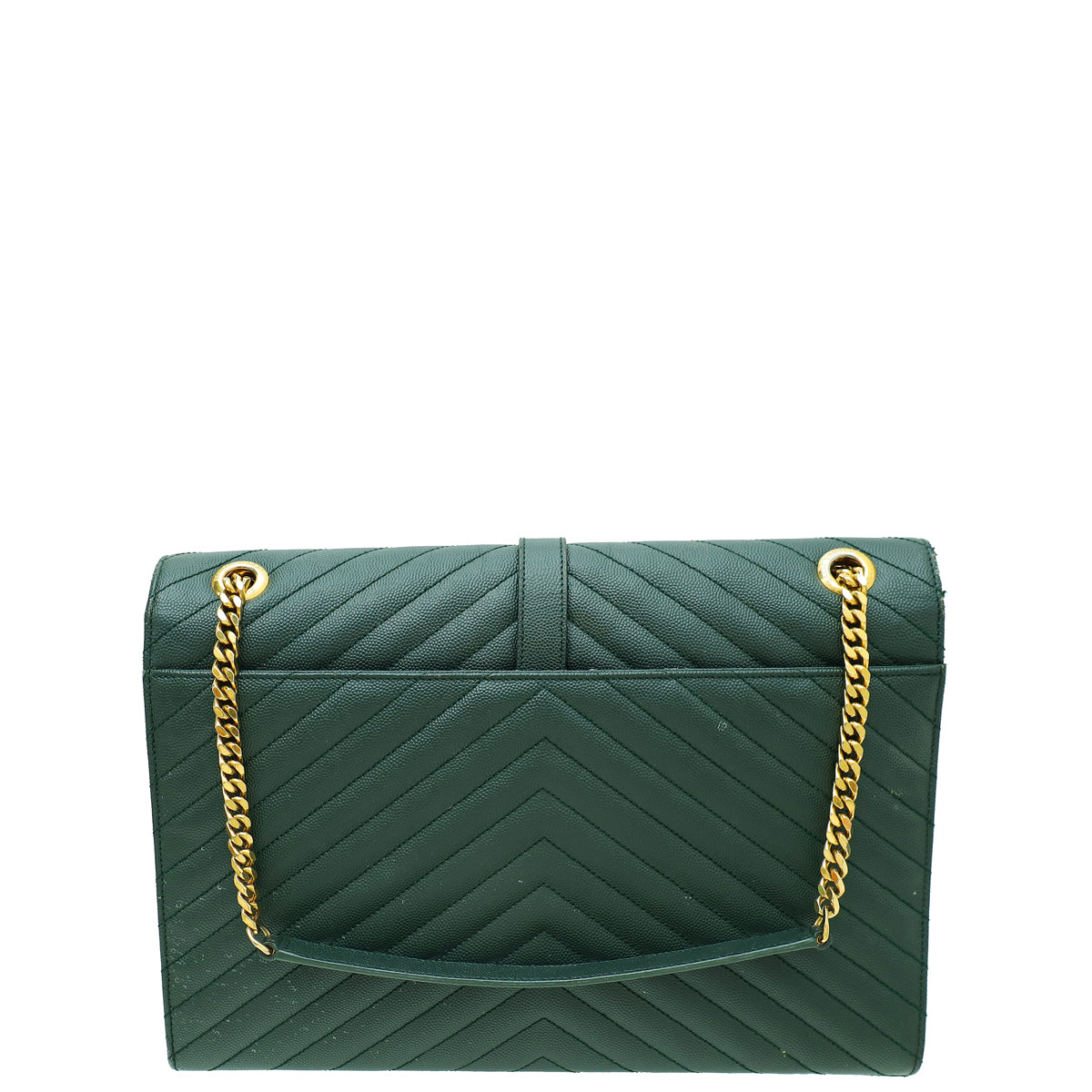 YSL Dark Green Monogram Chevron Satchel Large Bag