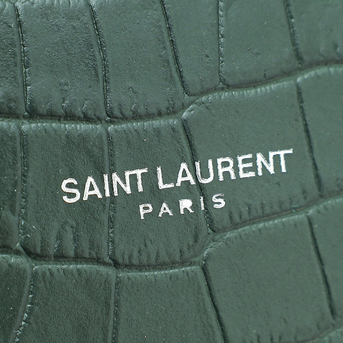 YSL Dark Green Croc Embossed Sac De Jour Nano Bag