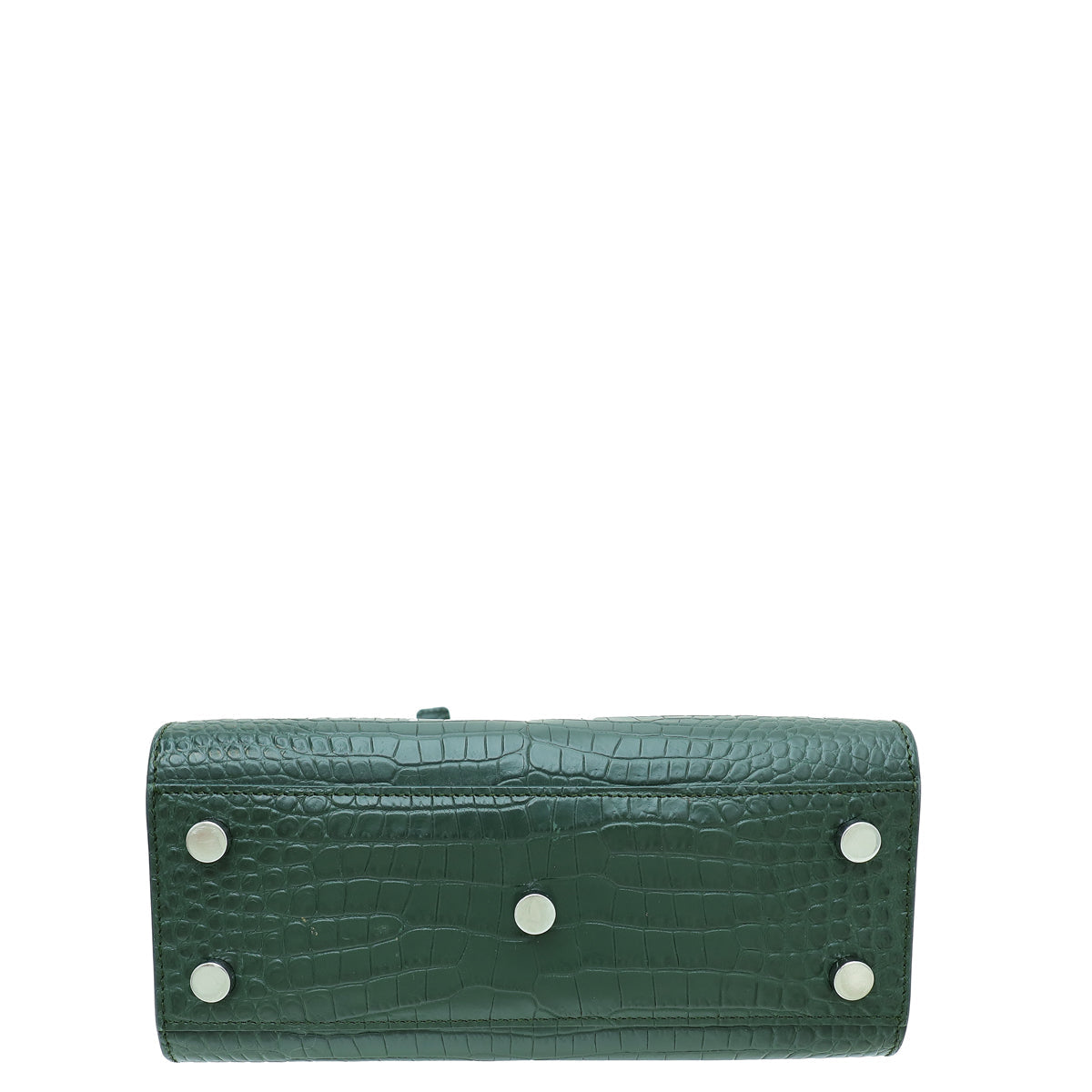 YSL Dark Green Croco Embossed Sac De Jour Nano Bag