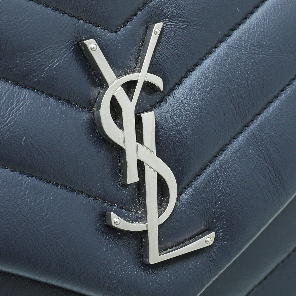 YSL Navy Blue LouLou Medium Chain Bag