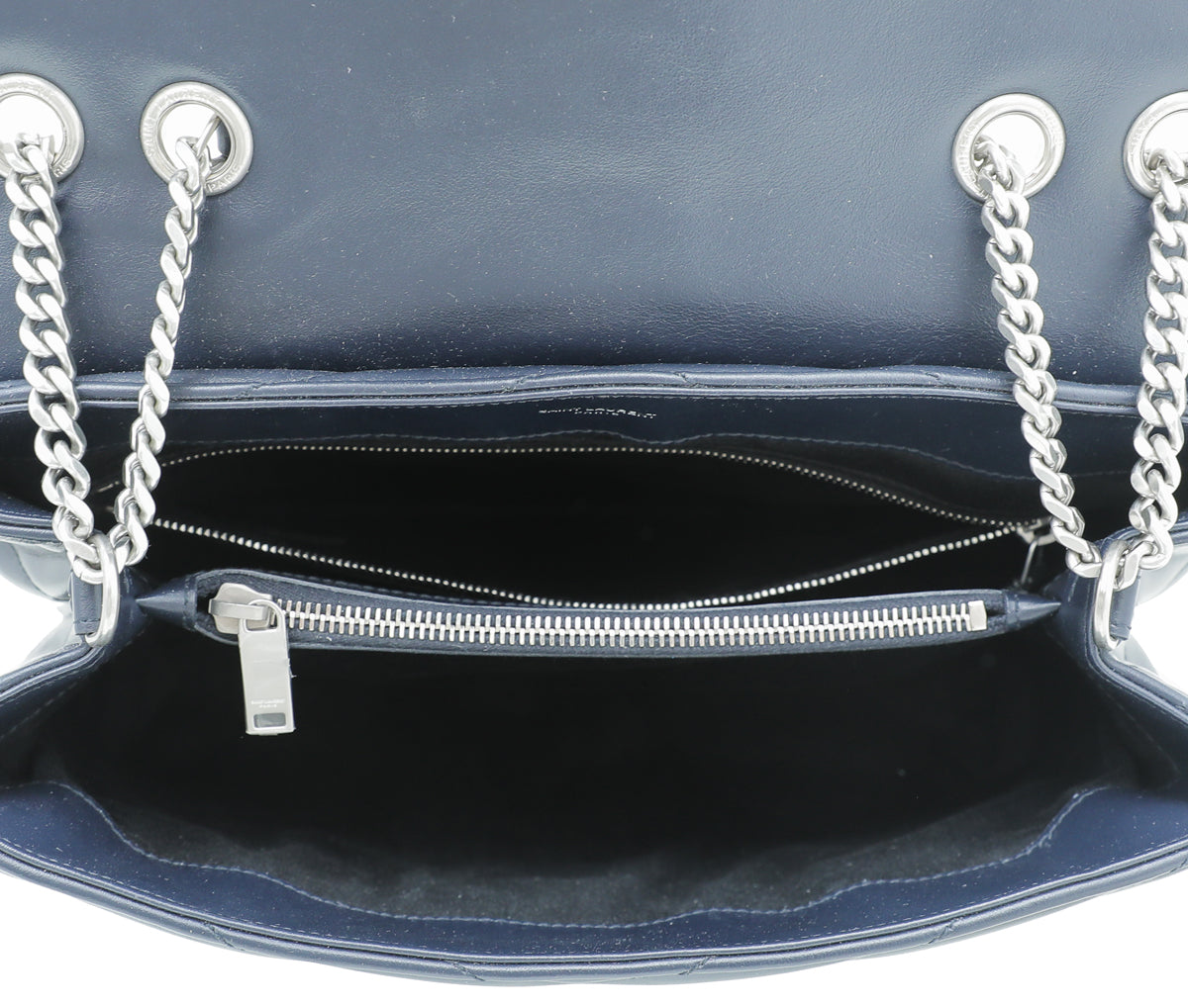 YSL Navy Blue LouLou Medium Chain Bag