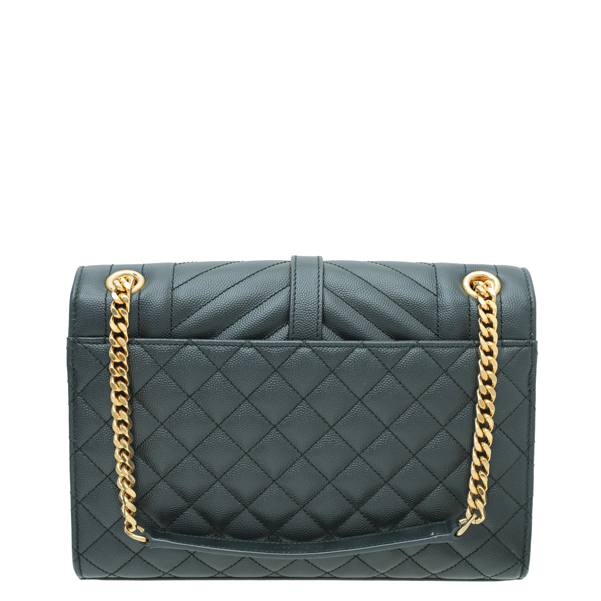 YSL Vert Fonce Monogram Envelope Mix Quilted Medium Bag