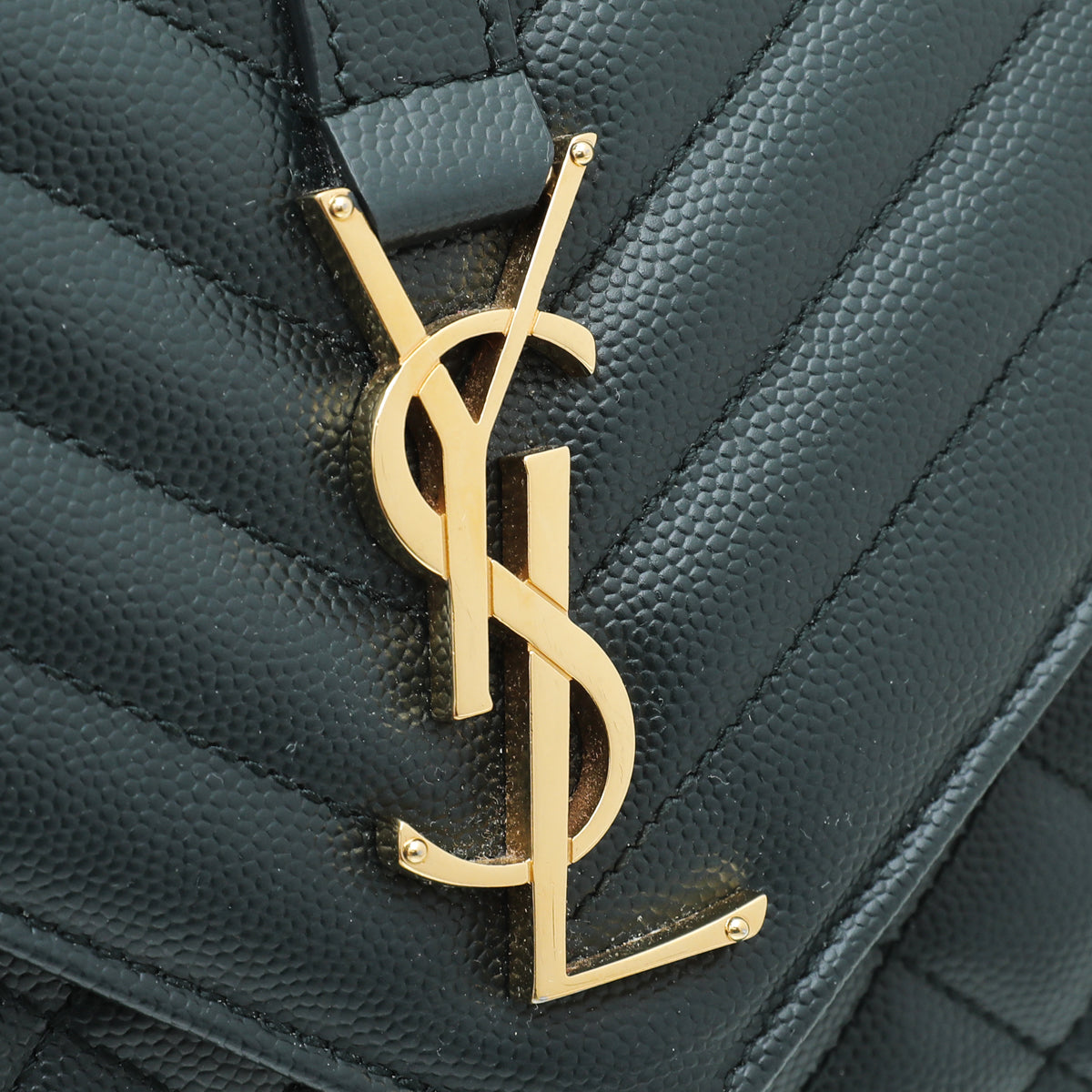 YSL Vert Fonce Monogram Envelope Mix Quilted Medium Bag