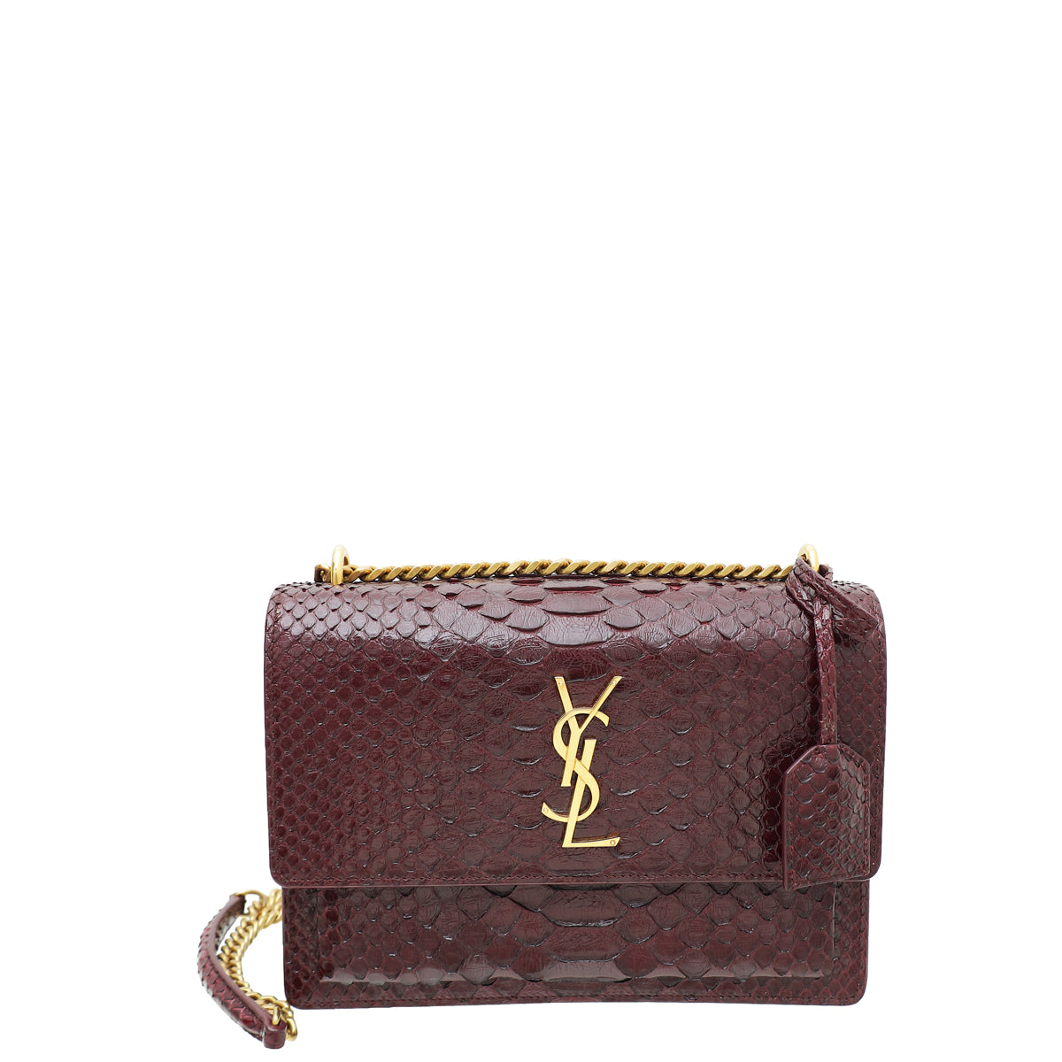 YSL Burgundy Sunset Python Medium Bag