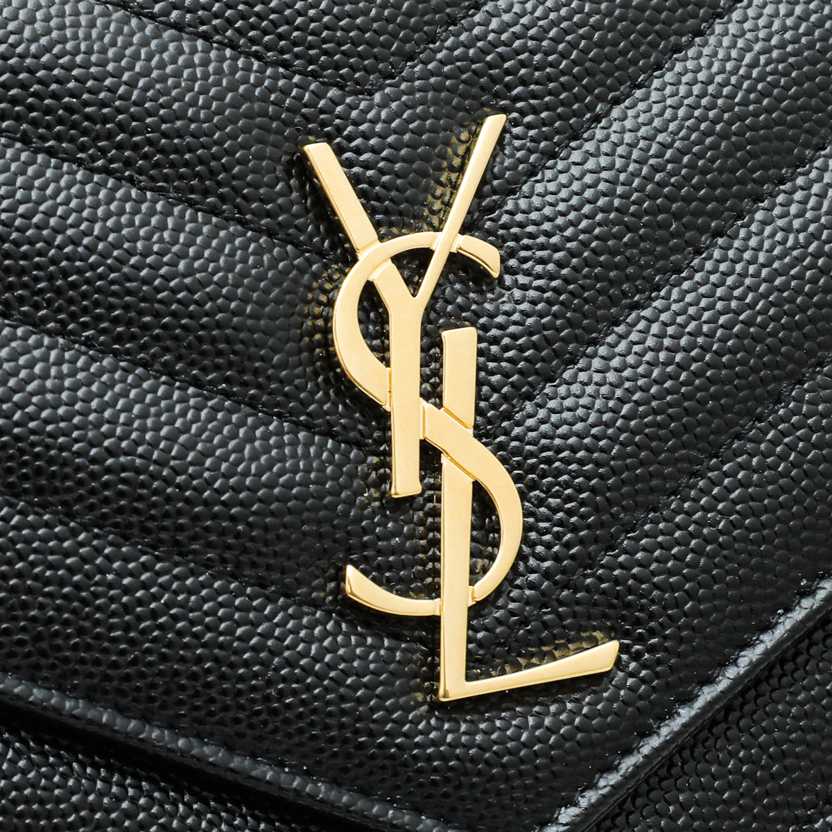 YSL Black Cassandre Envelope Chain Wallet