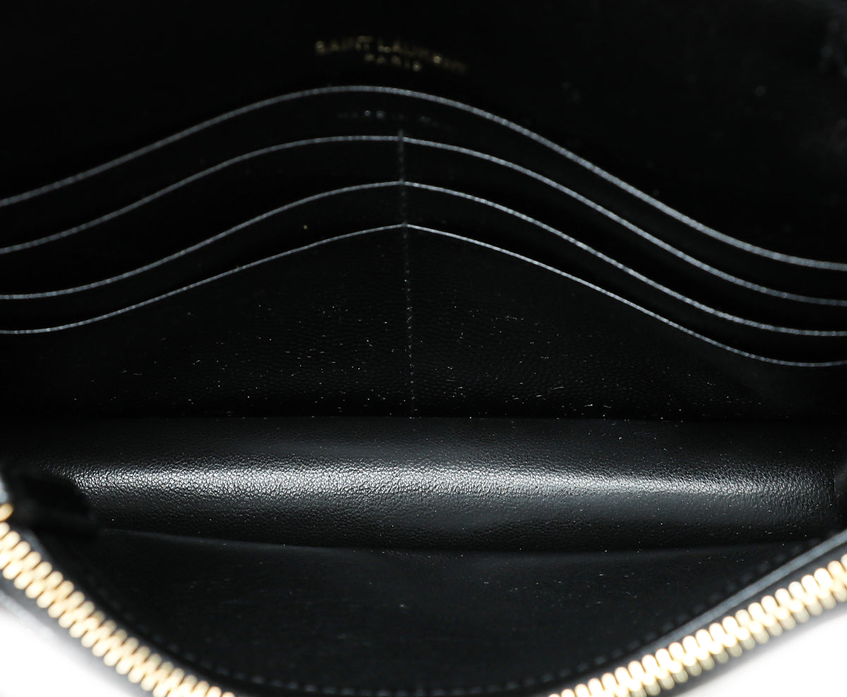 YSL Black Cassandre Envelope Chain Wallet