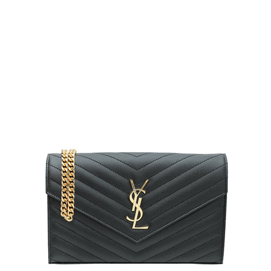 YSL Black Cssandre Chain Wallet