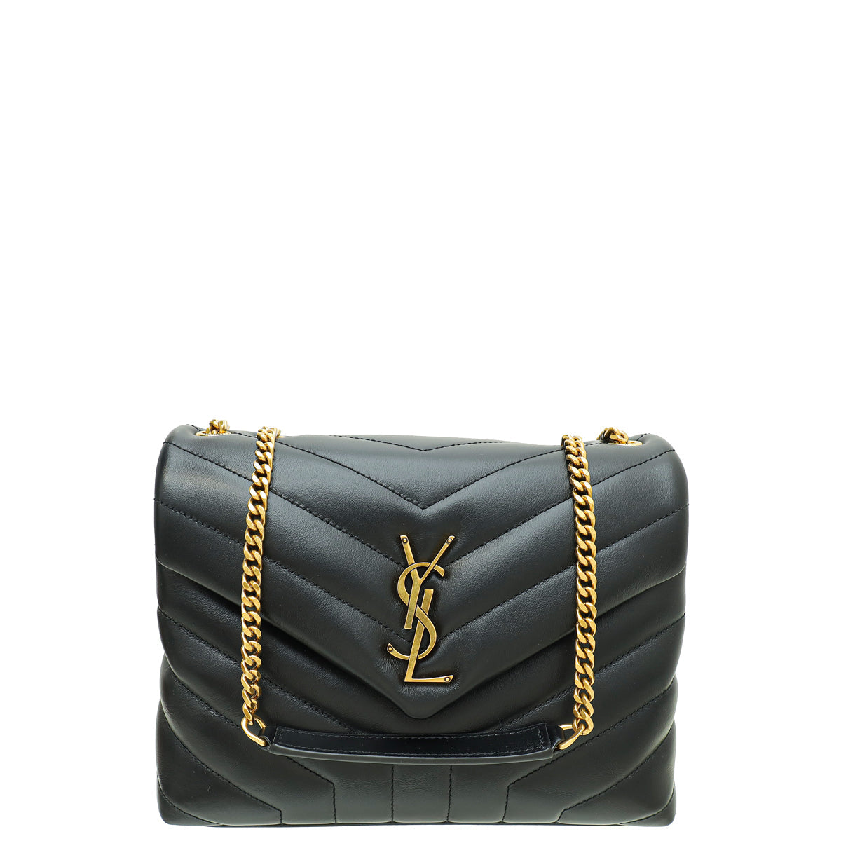 YSL Black Aged LouLou Shoulder Bag