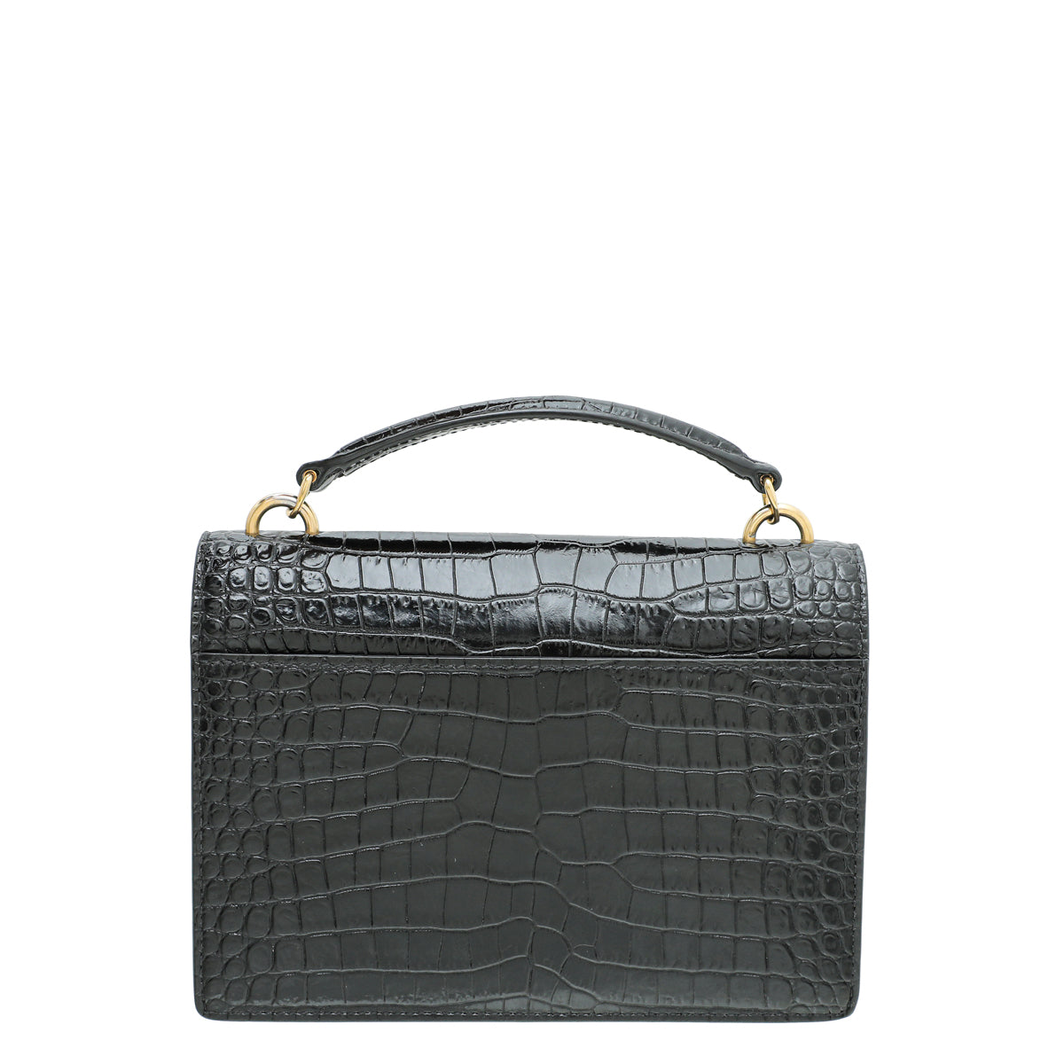 YSL Black Croco Embossed Sunset Chain Wallet