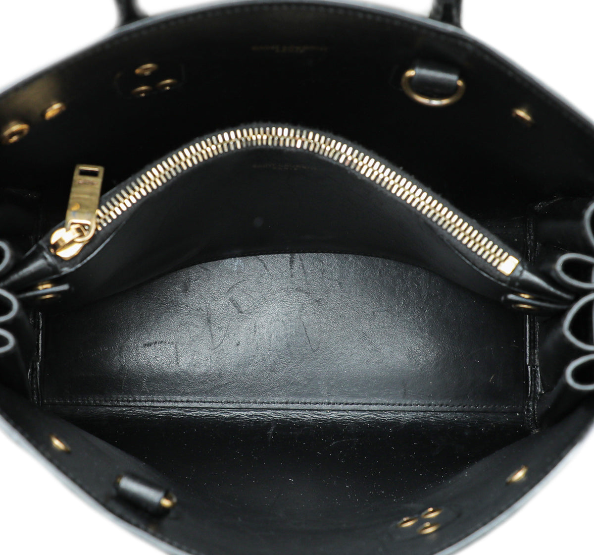 YSL Black Baby Croc Embossed Sac De Jour Bag