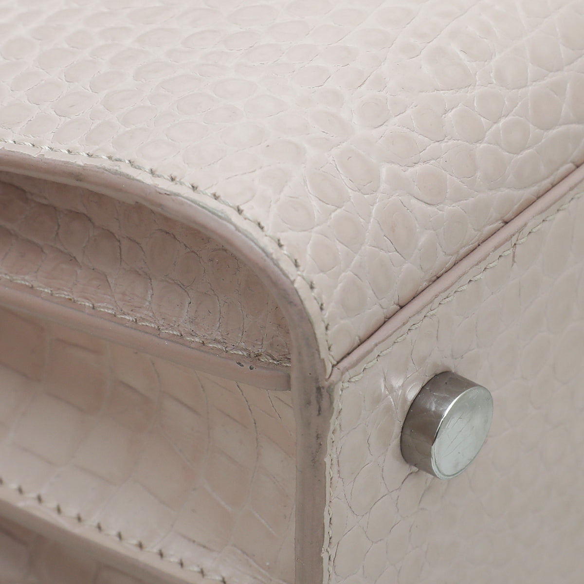 YSL Light Pink Croc Embossed Sac De Jour Baby Bag