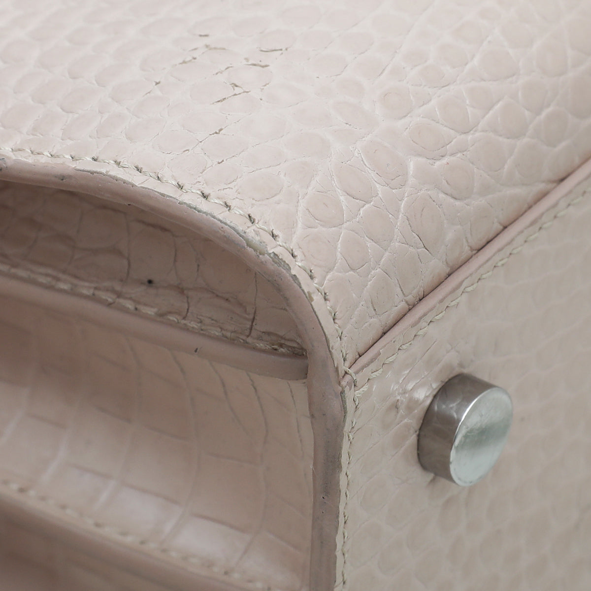 YSL Light Pink Croc Embossed Sac De Jour Baby Bag