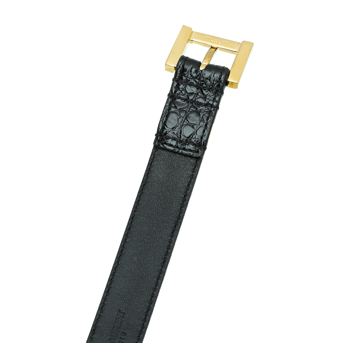 YSL Black Croco Embossed Cassandre 20mm Belt