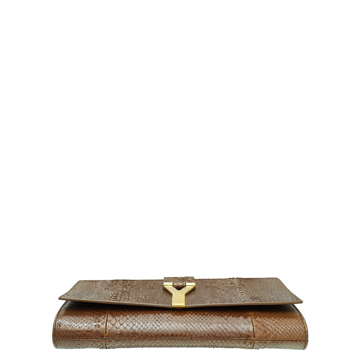 YSL Brown Python Chyc Y Ligne Clutch